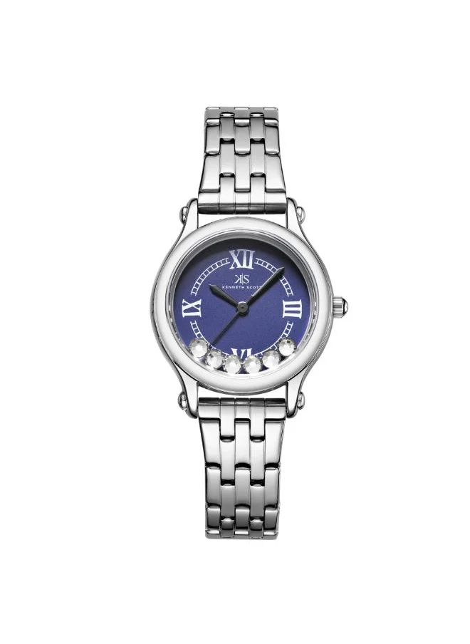 كينيث سكوت Women's Analog Display Watch With Silver Stainless Steel Strap - K25510-SBSN