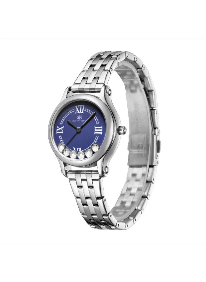 كينيث سكوت Women's Analog Display Watch With Silver Stainless Steel Strap - K25510-SBSN