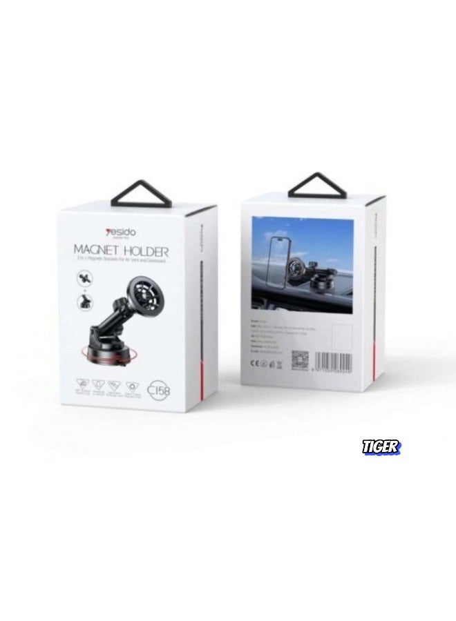TIGER C158 Magnetic Ring Car Phone Holder – 2-in-1 Design with Secure Grip for Versatile Use - Image 2