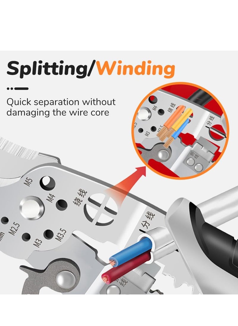 Excefore - 2024 New Upgrade CRV Multifunctional Wire Stripper Crimper Cable Cutter Pliers Professional Wire Stripping Tool with Wire Stripper Crimper Side Cutter Insulation Wire Stripping Crimping Pliers Tool - Image 1