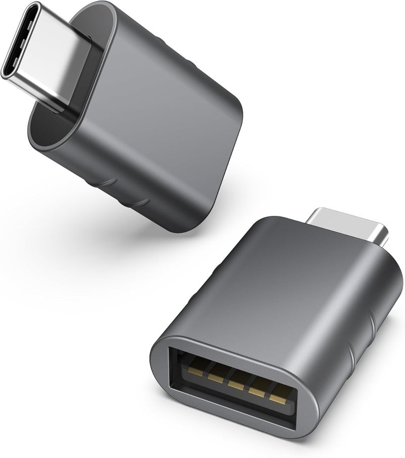 Syntech USB C to USB Adapter Pack of 2, USB 3.0 Female to Thunderbolt 4/3 Adapter Compatible with MacBook Pro Air 2024, Surface, iPad, iPhone, Galaxy Notebook, XPS and More Type C Devices, Space Grey - Image 1