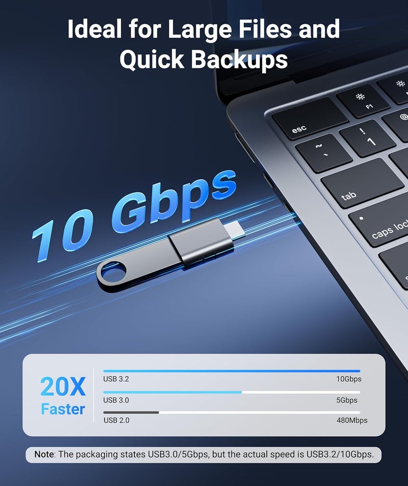Syntech USB C to USB Adapter Pack of 2, USB 3.0 Female to Thunderbolt 4/3 Adapter Compatible with MacBook Pro Air 2024, Surface, iPad, iPhone, Galaxy Notebook, XPS and More Type C Devices, Space Grey - Image 3