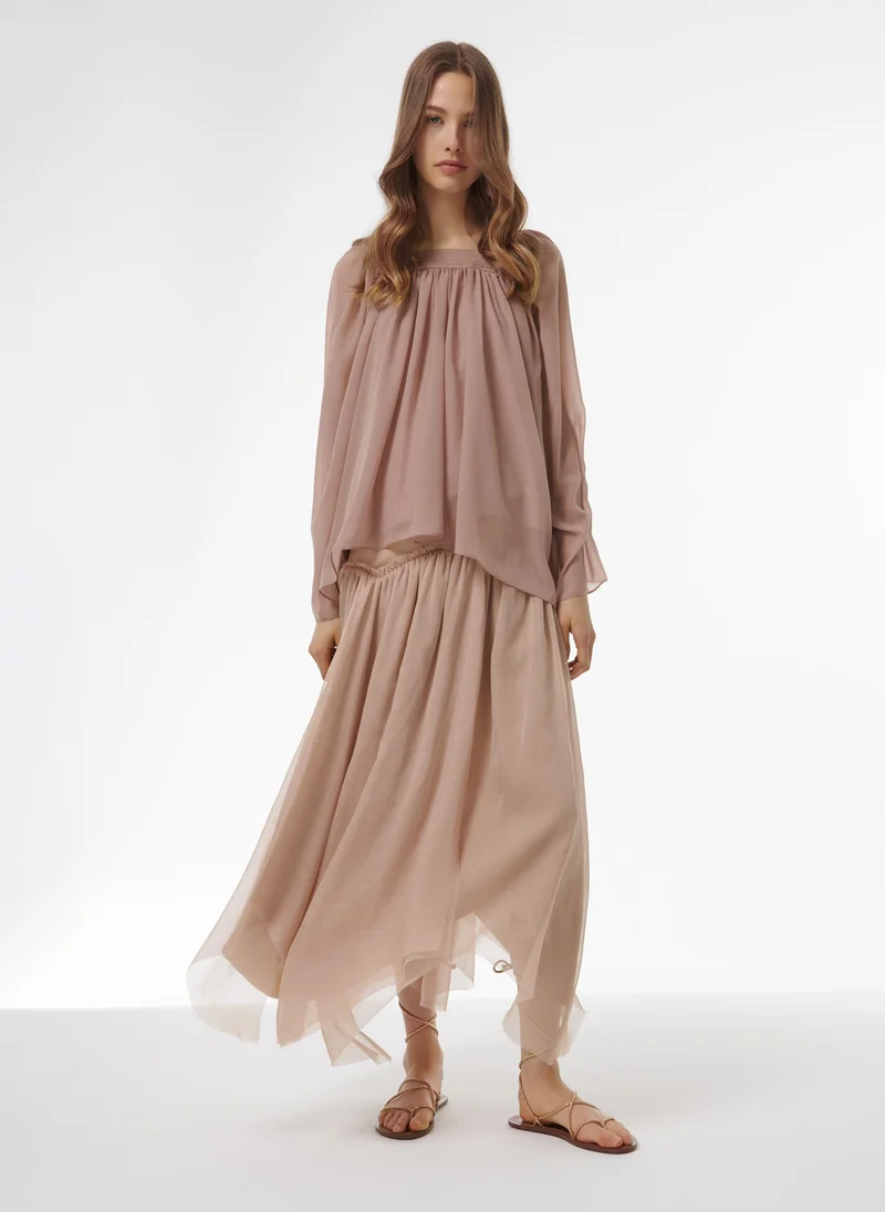 leem Yoke Detail Layered Skirt