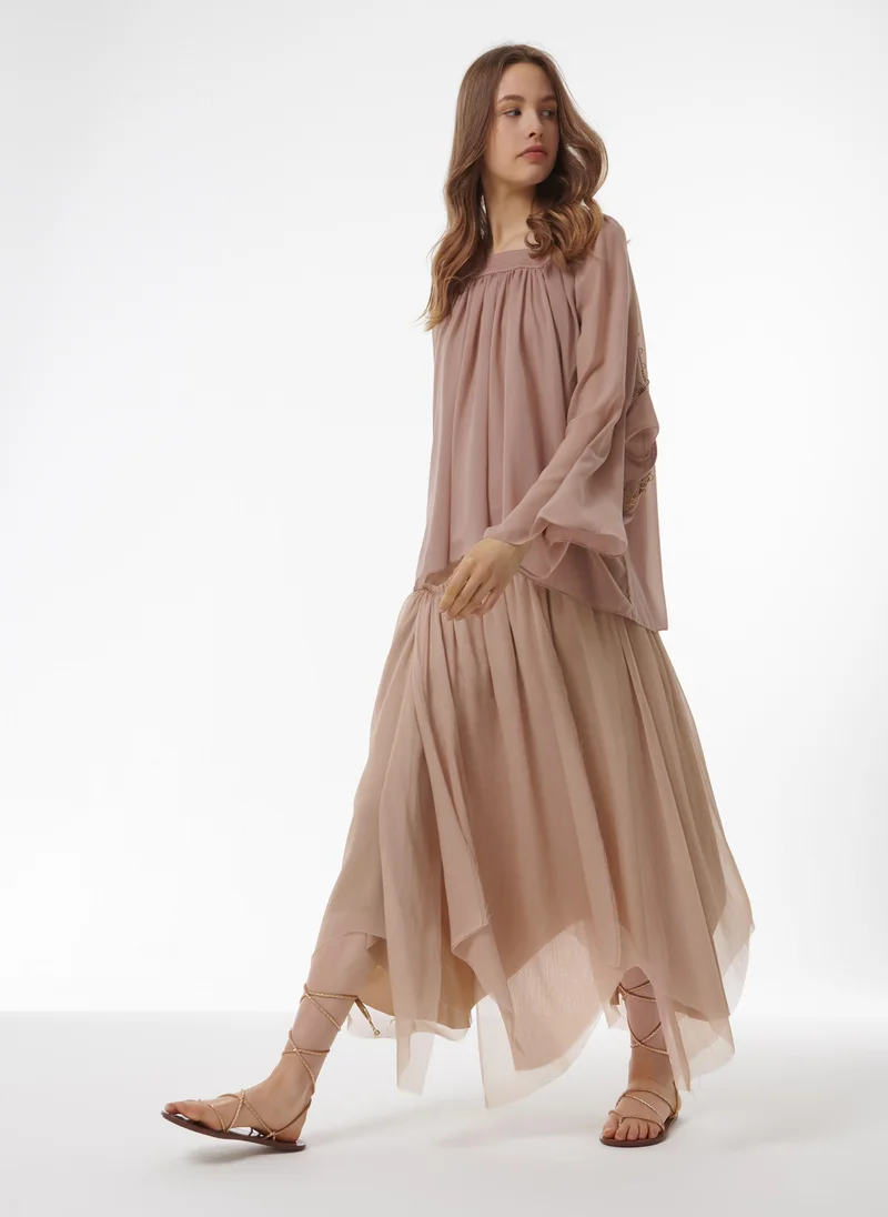 leem Yoke Detail Layered Skirt