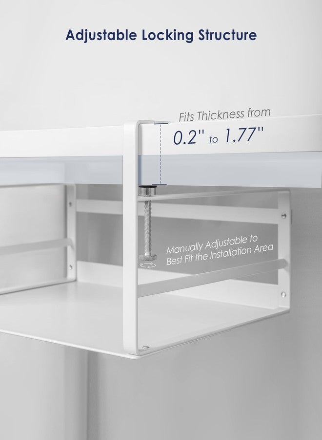 Nxconsu 2Pack Under Shelf Storage Basket Organizer Hanging Holder for Kitchen Cabinet Pantry Cupboard Closet Desk Bookshelf Organization Space Saver Heavy Duty Slide-in Adjustable Mounting Clamp White - Image 3