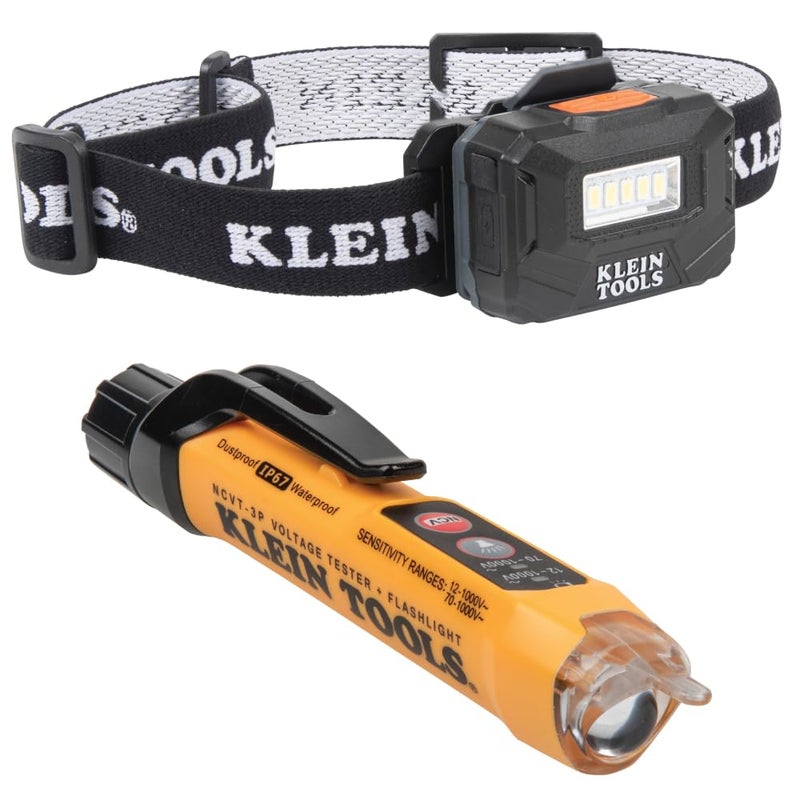 Klein Tools 80030 Rechargeable Headlamp and NonContact Voltage Tester with Flashlight Tool Kit 2Piece