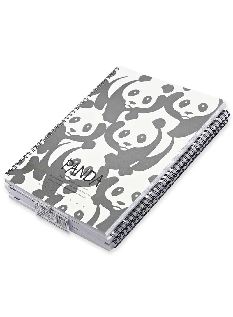 FIS Pack Of 5 Spiral Soft Cover Notebook, 96 Sheets A4 Panda Design 2 -FSNBSSCA496-PAN2 - Image 3
