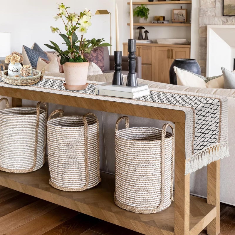 yuboo Table Runner Boho Dresser Runners for Bedroom, Spring Farmhouse Table Runners 72 Inches, Rustic Table Runner with Tassels for Dining Kitchen Office Boho Table Decor - Image 5