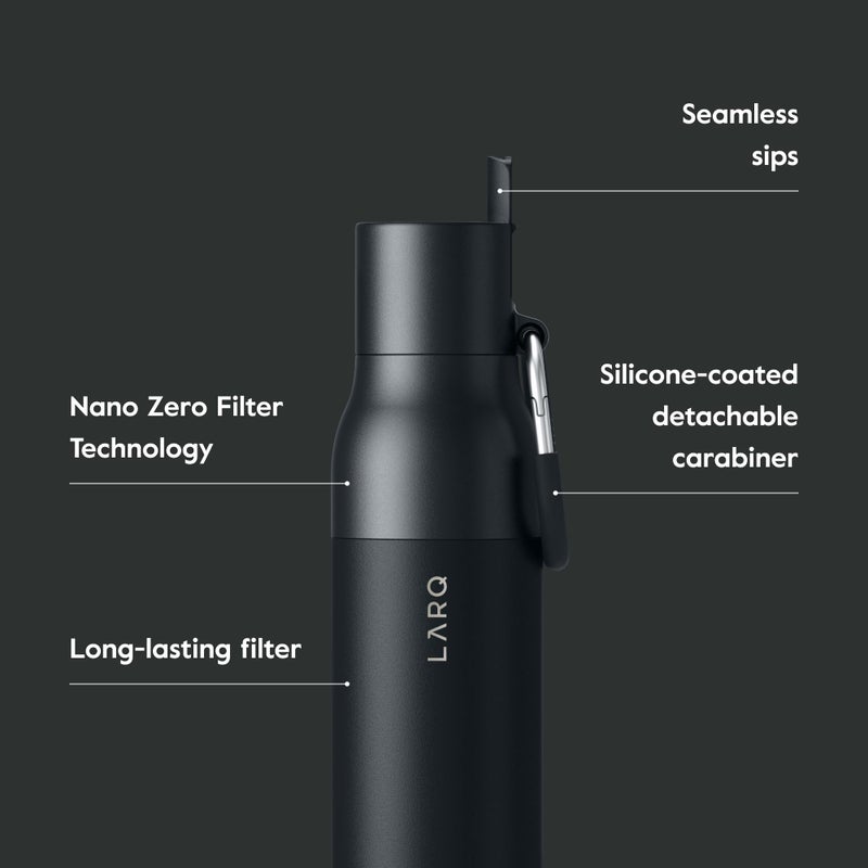 LARQ Bottle Filtered - Insulated Stainless Steel Water Bottle BPA Free with Nano Zero Technology and Long-Lasting Filters, Obsidian Black, 25oz - Image 3