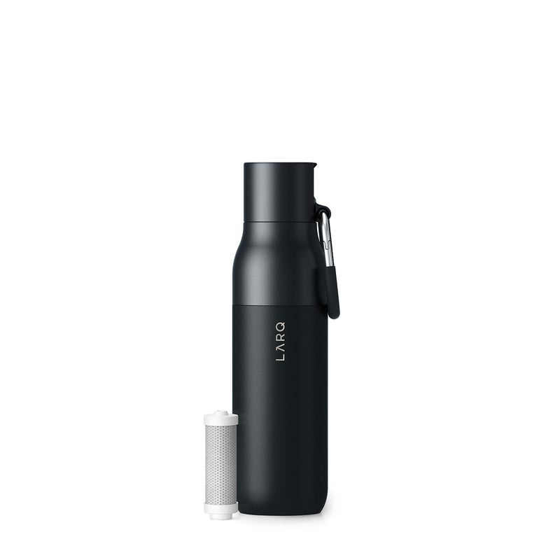LARQ Bottle Filtered - Insulated Stainless Steel Water Bottle BPA Free with Nano Zero Technology and Long-Lasting Filters, Obsidian Black, 25oz - Image 1