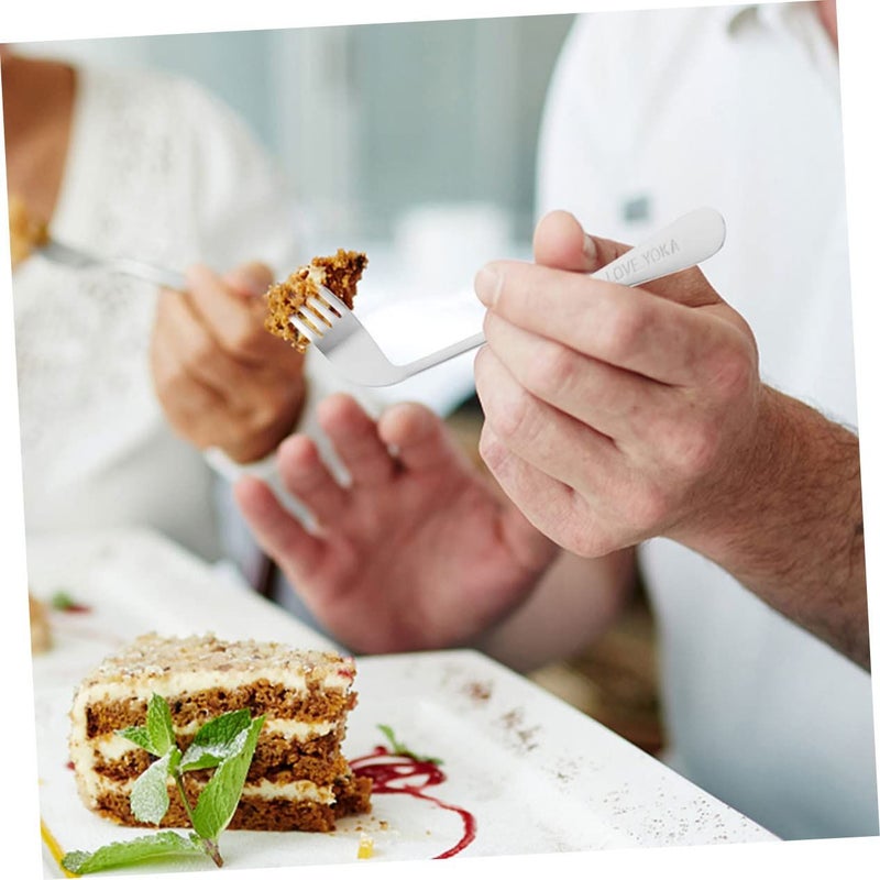 Adaptive Utensils For Elderly Angled Fork And Spoon Bed Care Set - Image 4