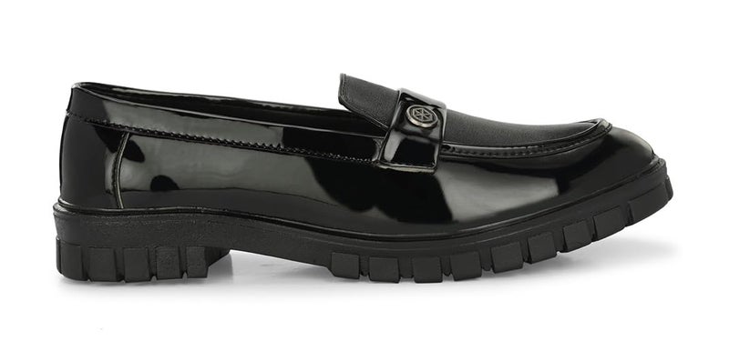 MACTREE Black Polyurethane (PU) Chunky Sole Loafer Shoes for Men- 06 UK - Image 3