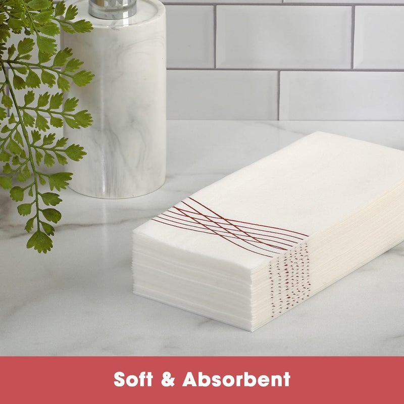 By Madee 50 Pcs PREMIUM Holiday Napkins Disposable | Red Disposable Napkins | Cloth Like Christmas Disposable Hand Towels for Bathroom | Metallic Foil Stamped | Thicker and Softer than Others - Image 2