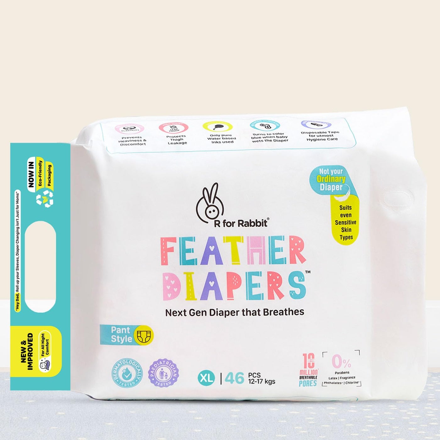 R for Rabbit XL Size Premium Feather Diaper - 46 Pack