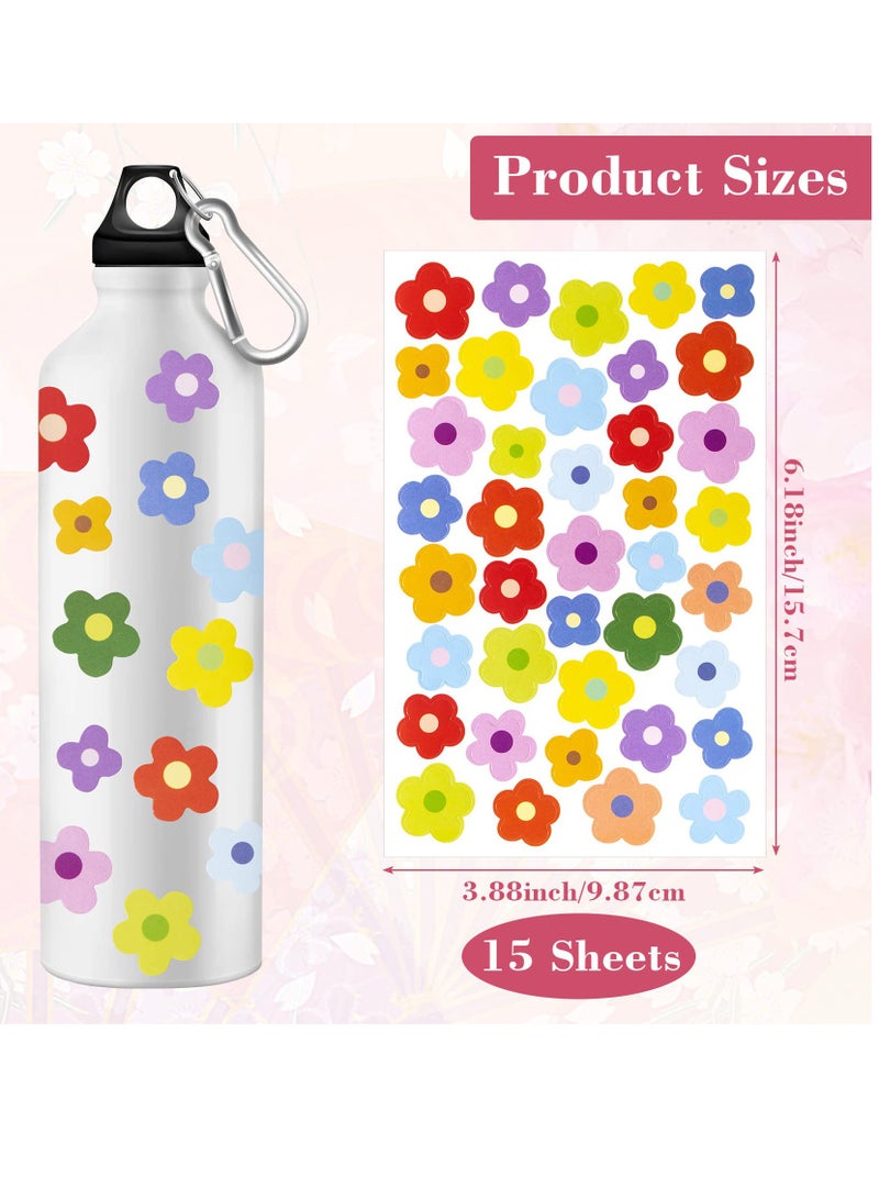 Generic 100 Mini Flower Stickers for Scrapbooking and Water Bottles, Aesthetic Self-Adhesive Vinyl Decals in Pastel Colors  - Image 3