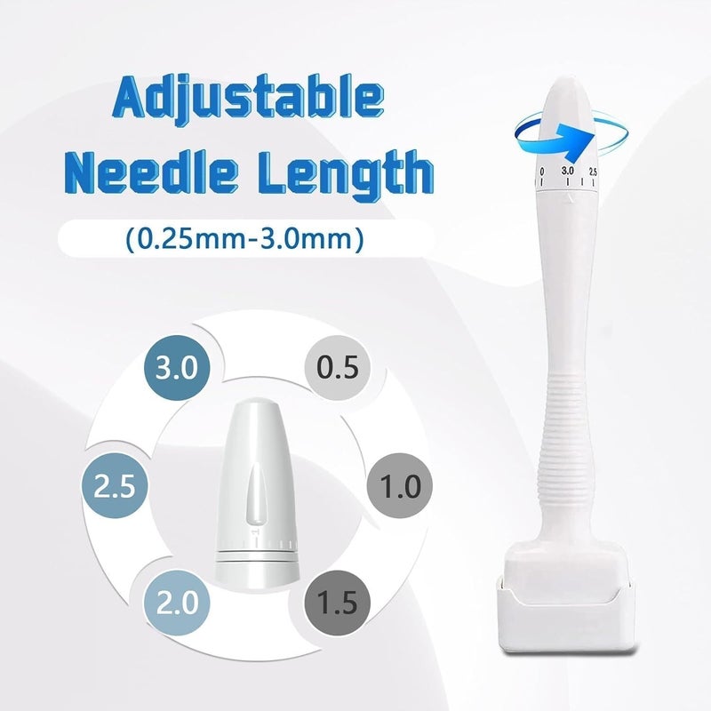 AVIARA AVIARA Derma Stamp For Hair Growth Titanium Coated Adjustable Needles 05Mm To 3Mm 140 Microneedling Stamp For Skin Repair Face Hair Beard Growth White Heavy Quality Pack Of 1 - Image 5
