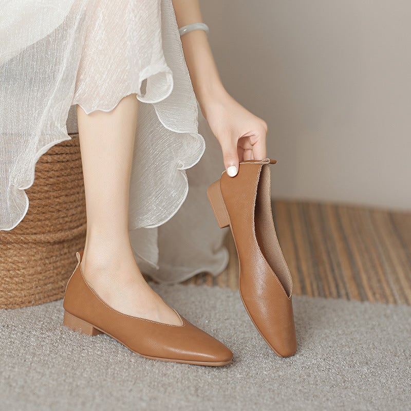 Women's Casual Square Toe Low Heel Slip On Loafers - Image 2