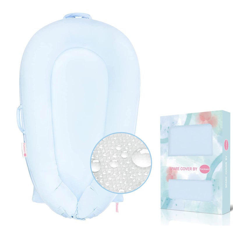 Pucmaoci Organic Replacement Cover for Dockatot Deluxe+ Docks with Waterproof Pad Certified Organic Cotton Protects Against leaks Premium Quality Spare Cover (Cover Only) (Blue) - Image 1