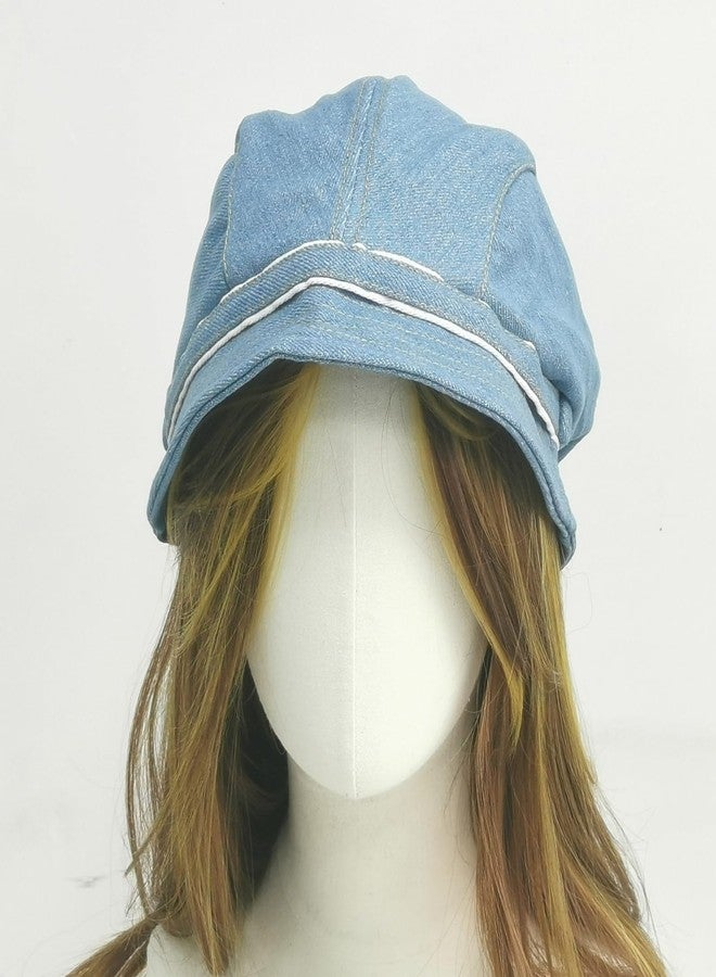 ZARSIO Denim Beret Hat Newsboy Cap Retro Bucket Hat with Adjustable Strap for Women (US, Alpha, One Size, Blue) - Image 3
