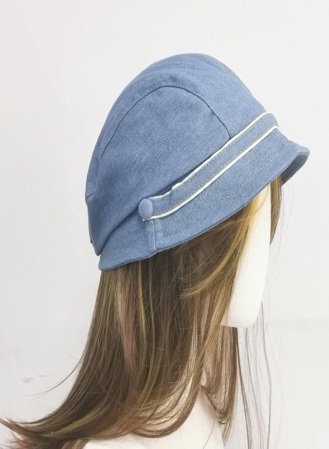 ZARSIO Denim Beret Hat Newsboy Cap Retro Bucket Hat with Adjustable Strap for Women (US, Alpha, One Size, Blue) - Image 4
