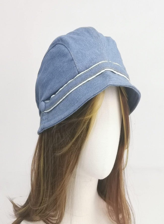 ZARSIO Denim Beret Hat Newsboy Cap Retro Bucket Hat with Adjustable Strap for Women (US, Alpha, One Size, Blue) - Image 2