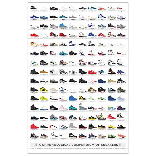 Pop Chart Lab Pop Chart | History of Sneakers Poster | 24" x 36" Large Print | Chronological Compendium of 150 Shoes | Nike, Jordans, Reeboks, Adidas, and More | Sneakerhead Wall Art for Bedroom | 100% Made in USA - Image 1