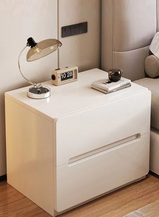 JCB CHIC Simple Bedside Table, Modern Side Table Nightstand with 2 Drawers ,Bedside Cabinet Mini Locker Storage Stand Cabinet Rack with Drawer and Open Storage Shelf, for Bedroom Living Room Sofa(40×40×60CM） - Image 1