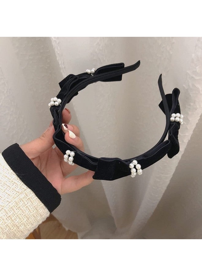 ويوپار عصابة رأس من اللؤلؤ من Wiwpar للنساء، إكسسوارات شعر أنيقة وجذابة، عبوة من قطعتين (أسود) - Image 5