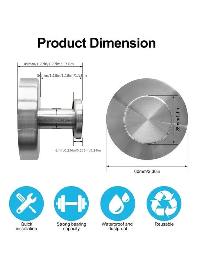 Heavy Duty Metal Shower Hooks 4pc Silvery Strong Suction Damage Free Installation For Towels Robes - Image 4