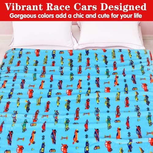 Lukeight Race Cars Toddler Blanket, Plush Cars Throw Blanket for Kids, Thick and Warm Boys Blanket for Teens, 50x60 Inches, Cartoon Cars, 100% Microfiber Polyester, Unisex, Modern, Reversible - Image 4
