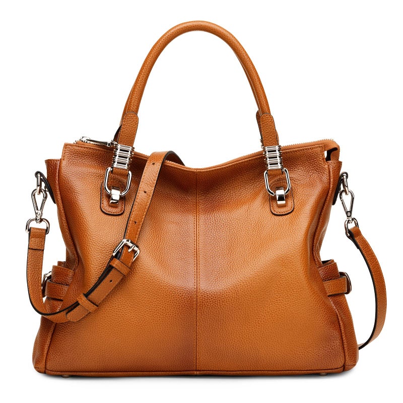 S-ZONE Women Genuine Leather Handbag Shoulder Purse Satchel Tote Crossbody Bag - Image 1