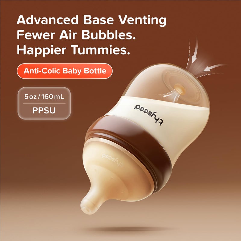 Thyseed PPSU Anti-Colic Baby Bottle, Breast-Like Extra Slow Flow Nipple for Breastfed Babies (0m+), 5 oz/160 mL, 1 Pack - Image 2
