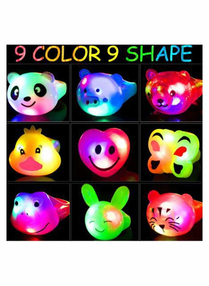 SYOSI 24 Pack LED Light Up Bumpy Rings Party Favors For Kids Prizes Box Toys For Birthday Classroom Rewards Treasure Box Prizes Toys Glow Party Supplies Random Color - Image 3