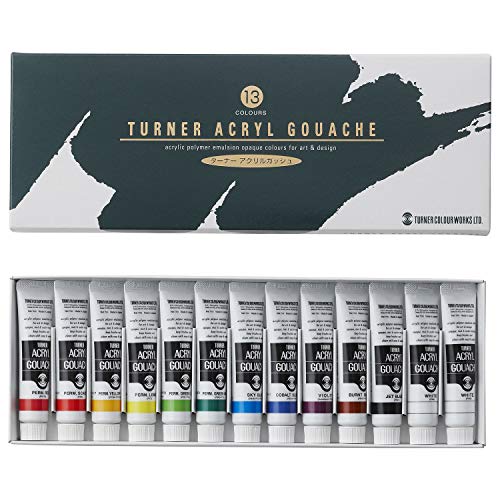 Turner Colour Works أكريليك غواش ملون من تيرنر، 13 قطعة (12 لون)، مجموعة مدرسية، AG13C 0.4 أونصة سائلة (11 مل) - Image 1