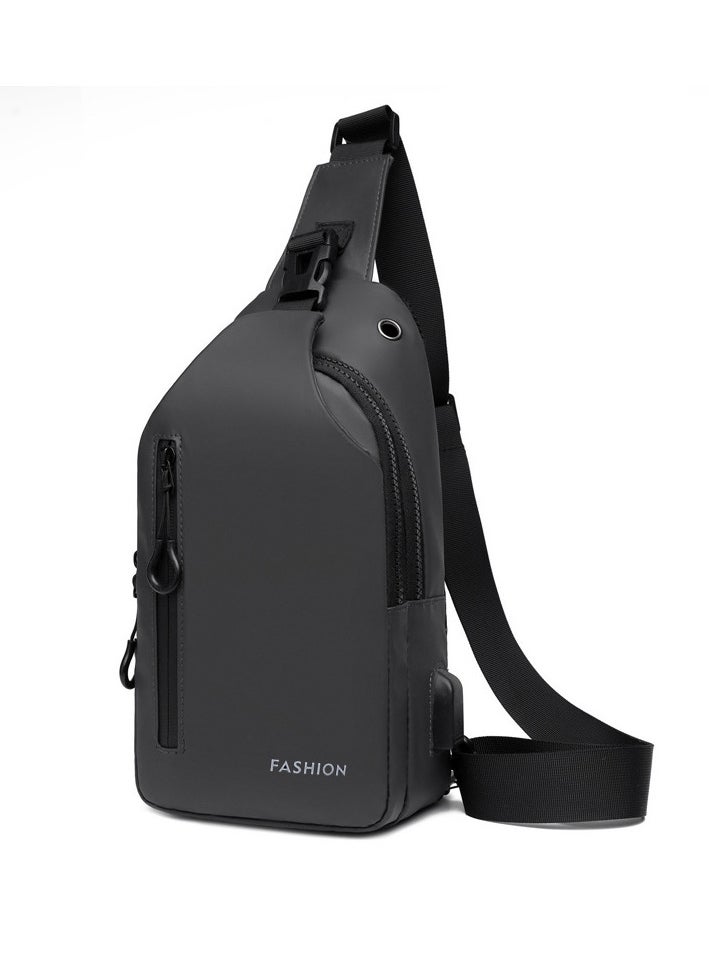 AUTOYSUR Crossbody Sling Bag, Body Chest Shoulder Bag for Men Women Casual Shoulder Backpack Bag, Waterproof Leather Chest Casual Daypack with USB Charging Port for Travel Hiking  - Image 1