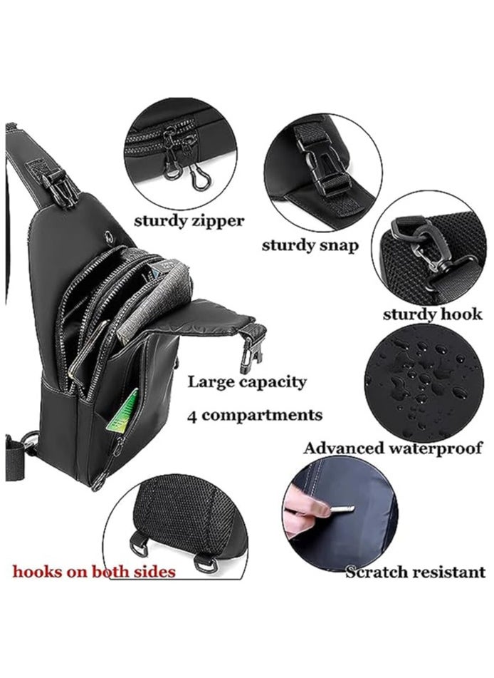 AUTOYSUR Crossbody Sling Bag, Body Chest Shoulder Bag for Men Women Casual Shoulder Backpack Bag, Waterproof Leather Chest Casual Daypack with USB Charging Port for Travel Hiking  - Image 3