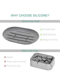 Arabest Silicone Soap Dish Tray and Sponge Holder, 2 Pack Soap Saver, Bar Soap Holder Soap Tray for Bathroom(White).  - Image 3