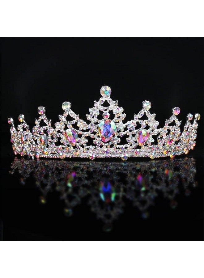 SuPoo Tiaras For Girls Ab Silver Crown Crystal Princess Crown Headband Birthday Queen Rhinestone Shiny Tiara For Women Princess Decoration Quinceanera Crown For Wedding Party Prom Halloween - Image 3