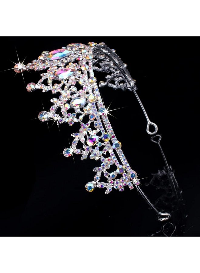 SuPoo Tiaras For Girls Ab Silver Crown Crystal Princess Crown Headband Birthday Queen Rhinestone Shiny Tiara For Women Princess Decoration Quinceanera Crown For Wedding Party Prom Halloween - Image 5