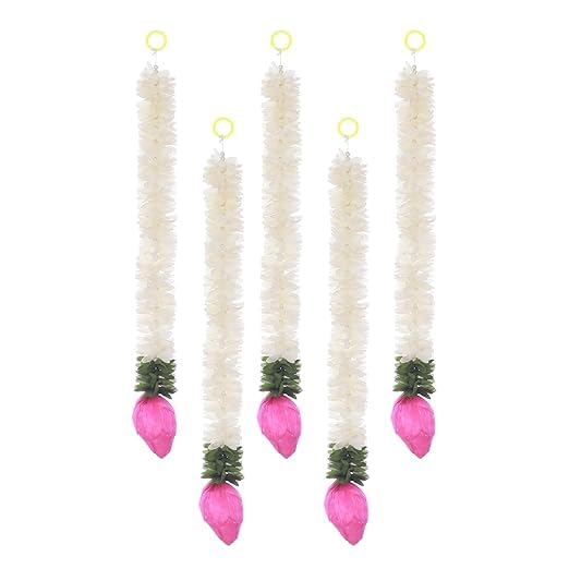 Generic SHRI MATAJI Store Artificial Jasmine Garland with Pink Lotus Buds Flower Hangings for Decorations Festive Decor Pooja Decor Wedding Housewarming 180 Inch Pack of 4  - Image 4