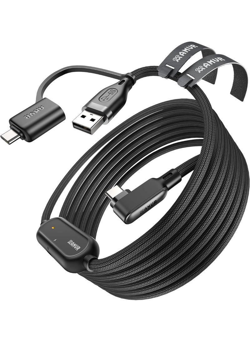 AMVR Meta Quest 3 Link Cable with Charging 16FT Compatible with Meta Quest 3/3S/2/Pico 4 Accessories, Nylon Braided Cable with USB 3.0 A to C Adapter for SteamVR/PCVR, High-Speed Max 5Gbps, Play While Charger - Image 1