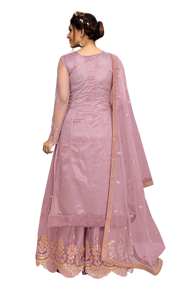 TRENDMALLS طقم سلوار سوت مع تطريز شبكة للنساء من تريندمولز (G76-خوخي-XL) - Image 2