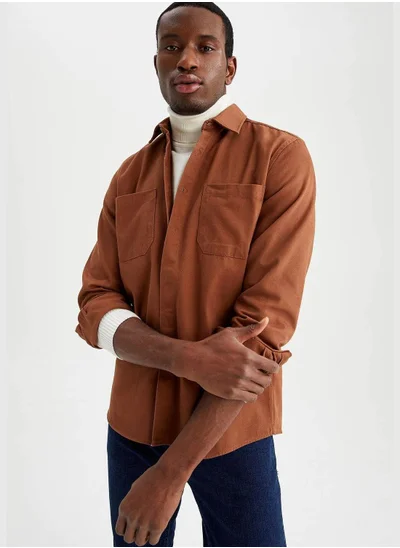DeFacto Regular Fit Long Sleeve Gabardine Shirt