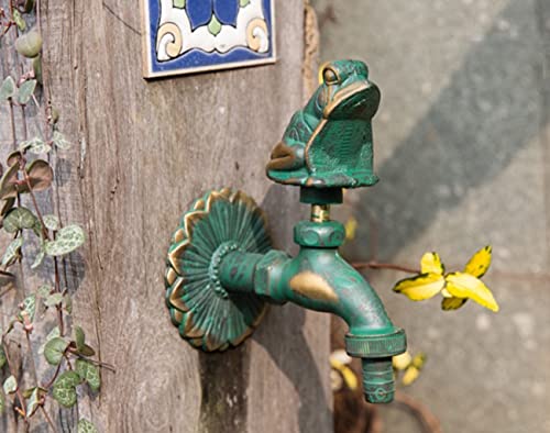 Chiczam Garden Outdoor Faucet Antique Green Frog Handle Brass Single Cold Water Tap Wall Mount Washing Machine - Image 5