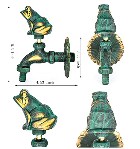 Chiczam Garden Outdoor Faucet Antique Green Frog Handle Brass Single Cold Water Tap Wall Mount Washing Machine - Image 2