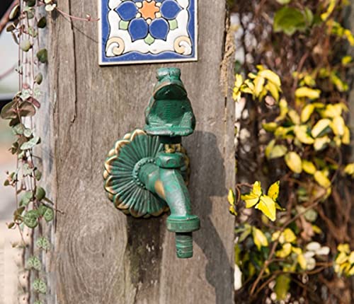 Chiczam Garden Outdoor Faucet Antique Green Frog Handle Brass Single Cold Water Tap Wall Mount Washing Machine - Image 3