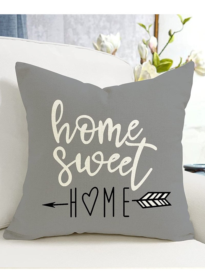 SOLARAE Pillow Covers 18x18 Set of 4, Modern Sofa Throw Pillow Cover, Decorative Outdoor Linen Fabric Pillow Case for Couch Bed Car 45x45cm (Gray, 18x18,Set of 4) - Image 4