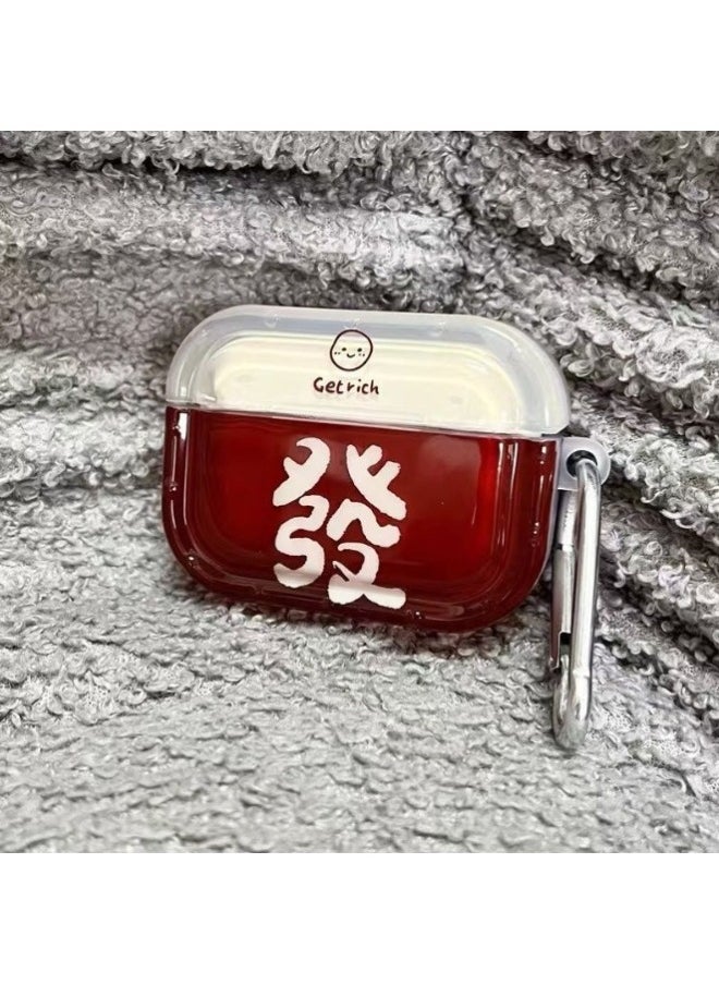 Generic - Applicable To For Apple Airpods1/2/3/4 Generation Pro2 For Apple Headset Protective Cover Bluetooth Headset Case To Make A Fortune-Color:Semi-transparent Red Hair + Lucky Cat Pendant-Applicable Models:Airpods Pro - Image 1