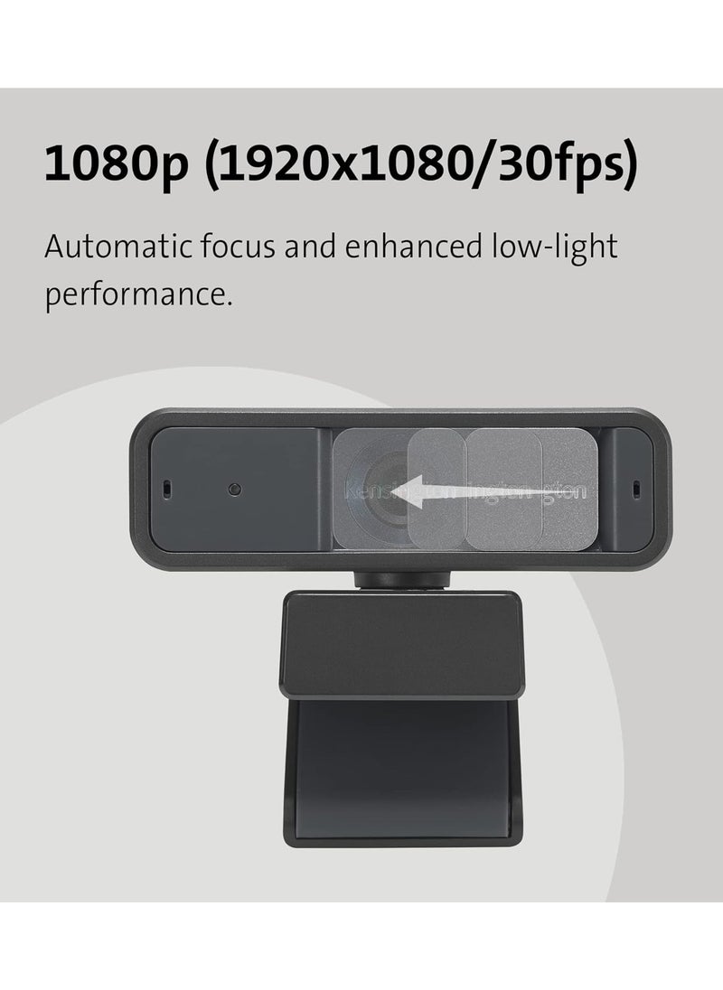 Kensington - W2050 Pro 1080p Auto Focus Pro Webcam with Dual Stereo Microphone for Video Conferencing, Software Control, Privacy Shutter, Compatible with Zoom/Skype/Teams and More - Image 1