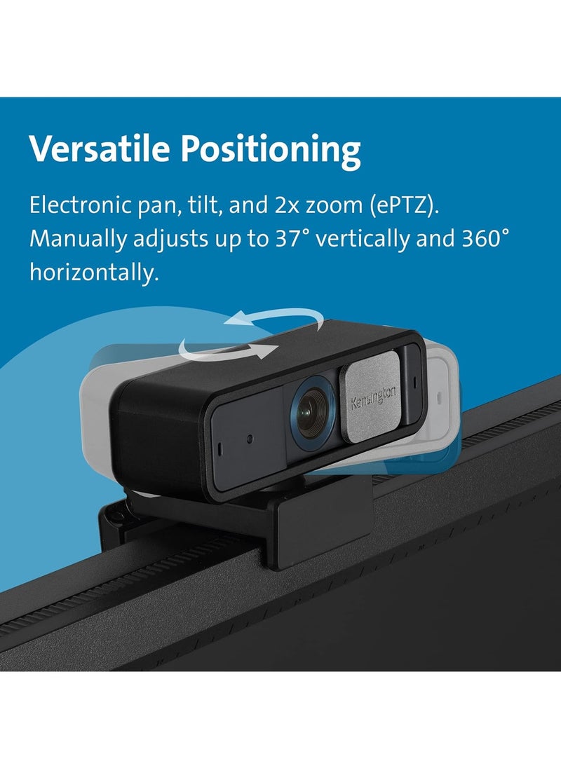 Kensington - W2050 Pro 1080p Auto Focus Pro Webcam with Dual Stereo Microphone for Video Conferencing, Software Control, Privacy Shutter, Compatible with Zoom/Skype/Teams and More - Image 1